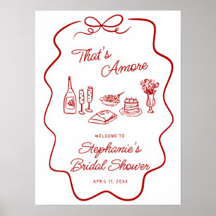 Das ist Amore Roter Doodle-Rahmen Willkommen Poster