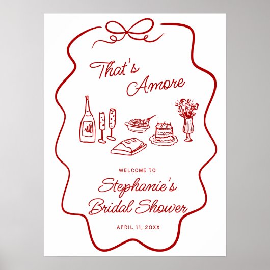 Das ist Amore Roter Doodle-Rahmen Willkommen Poster (Vorne)