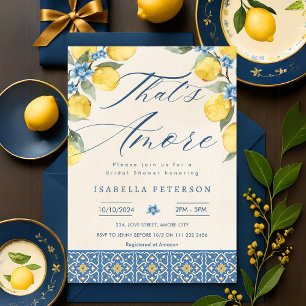 Das ist auch Italien Blue Tiles Floral Brautparty Einladung