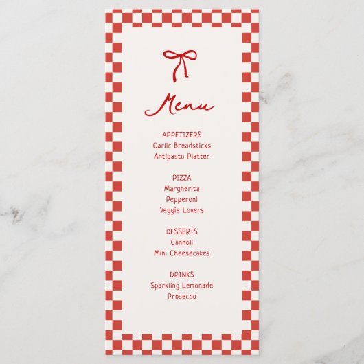 Das ist auch Italien Junggeselinnen-Abschied Menükarte (Vorderseite)