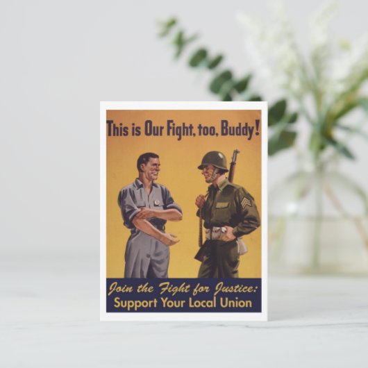Das ist auch unser Kampf! Pro-Gewerkschaft-Postkar Postkarte (Stehend Vorderseite)