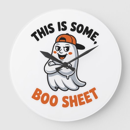 Das ist Boo Sheet Ghost Groovy Halloween Kostüm Große Wanduhr (Vorderseite)
