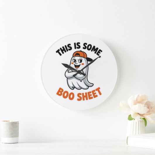 Das ist Boo Sheet Ghost Groovy Halloween Kostüm Große Wanduhr (Zuhause)