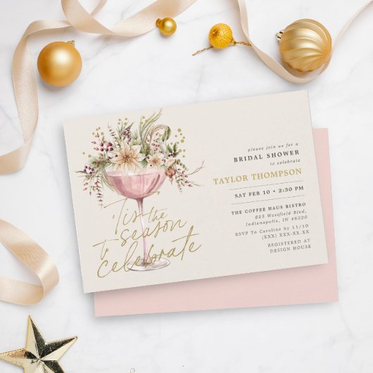 Das ist das blassrosa Winter-Brautparty Einladung