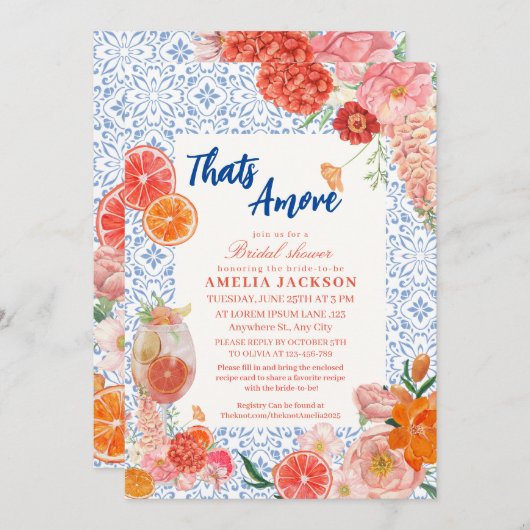 Das ist das Brautparty aus mediterran blauen Flies Einladung (Vorne/Hinten)