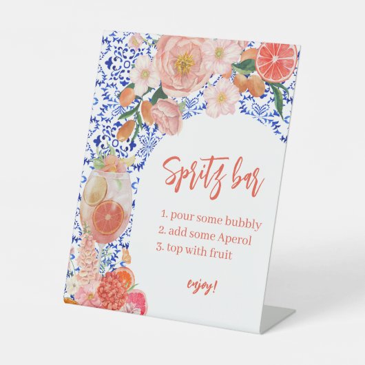 Das ist das mediterrane Spritz Bar Brautparty Sockelschild (Vorderseite)