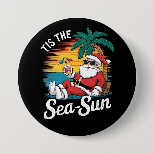 Das ist das Meer Sun Santa Beach Weihnachten im Ju Button (Vorderseite)