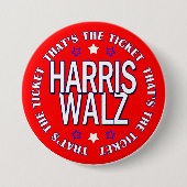 Das ist das Ticket Retro Harris Walz 2024 Button (Vorderseite)