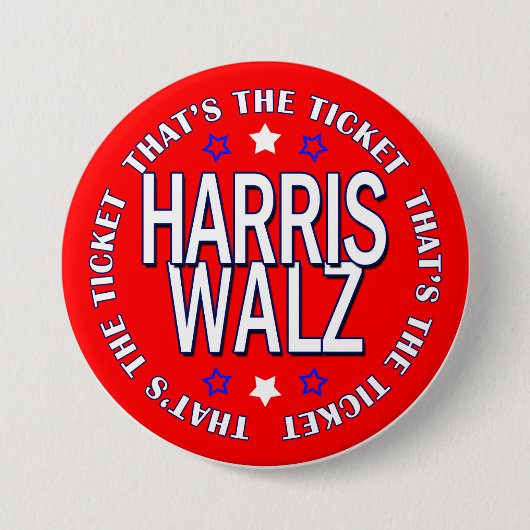 Das ist das Ticket Retro Harris Walz 2024 Button (Vorderseite)