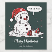 Das ist der feine Melting Snowman Weinetikett (Einzelnes Label)