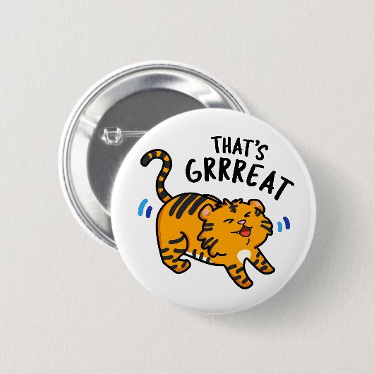 Das ist der große Funny Funny Tiger Growl Pun Button (Vorne & Hinten)