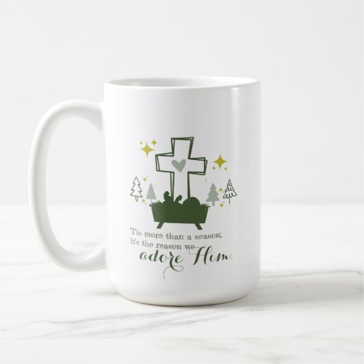 DAS IST DER GRUND Christliche Weihnachtskrippe 15o Kaffeetasse (Links)