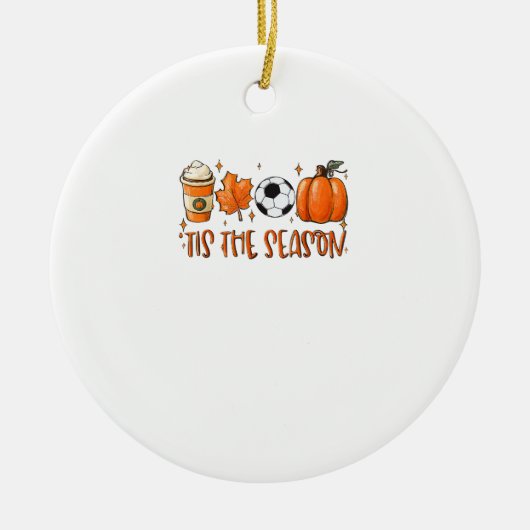 Das ist der Saisonleaf, der den Herbstfußball Latt Keramik Ornament (Vorne)