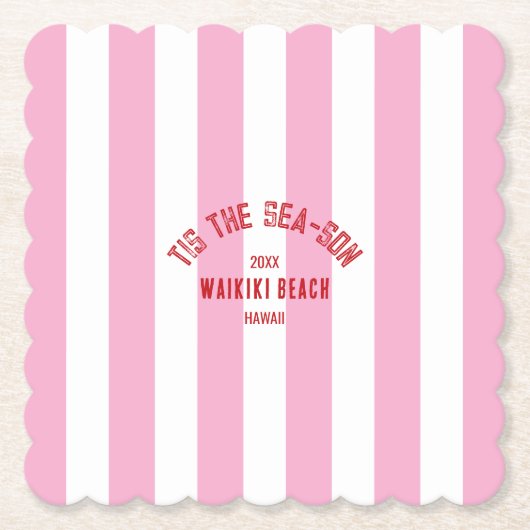 Das ist der Sea Son Custom Beach Weihnachten Rosa  Untersetzer (Vorderseite)