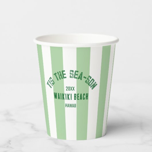 Das ist der Sea Son Custom Beach Weihnachtsstreife Pappbecher (Rückseite)