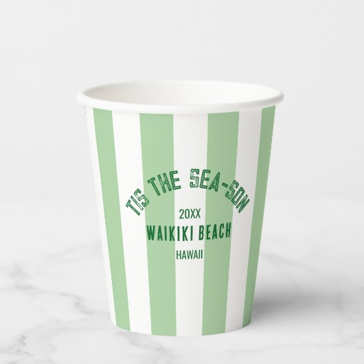 Das ist der Sea Son Custom Beach Weihnachtsstreife Pappbecher (Vorderseite)