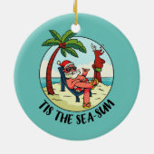 Das ist der Sommer von Sun Santa Claus Beach Keramik Ornament (Hinten)