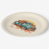 'Das ist die Jahreszeit, der Pumpkin-Truck Pappteller (Schrägansicht)