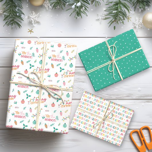 Das ist die Jahreszeit frohe Weihnachten farbenfro Geschenkpapier Set