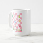 Das ist die Jahreszeit Groovy Pink Coquette Weihna Kaffeetasse (Vorderseite Links)