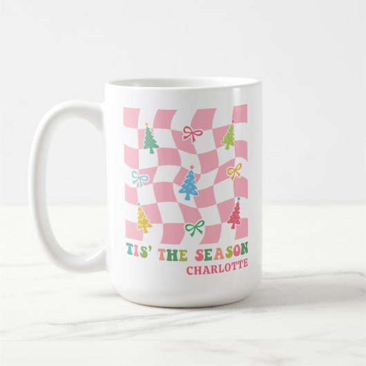 Das ist die Jahreszeit Groovy Pink Coquette Weihna Kaffeetasse (Links)