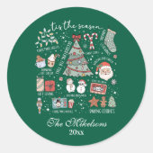 Das ist die Jahreszeit Retro Grünen Weihnachten Runder Aufkleber (Vorderseite)