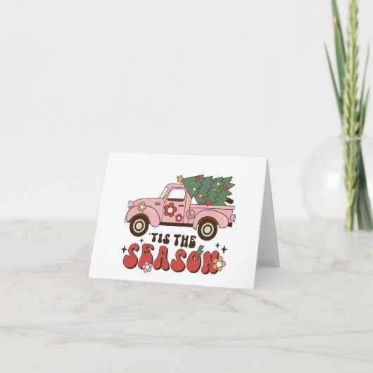 Das ist die Jahreszeit rosa Retro Illustrierte Wei Karte (Vorderseite)