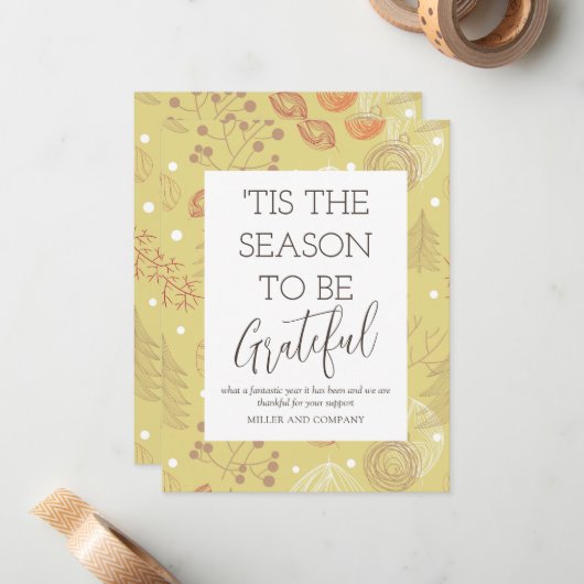 "Das ist die Jahreszeit, um dankbar Weihnachten in Mitteilungskarte (Vorderseite/Rückseite Beispiel)