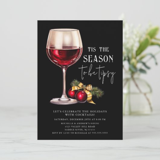 'Das ist die Jahreszeit, um Tipsy zu sein! Cocktai Einladung (Stehend Vorderseite)