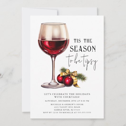 'Das ist die Jahreszeit, um Tipsy zu sein! Cocktai Einladung (Vorderseite)