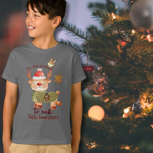 Das ist die Jahreszeit, um Ugly Sweaters Rentier z T-Shirt