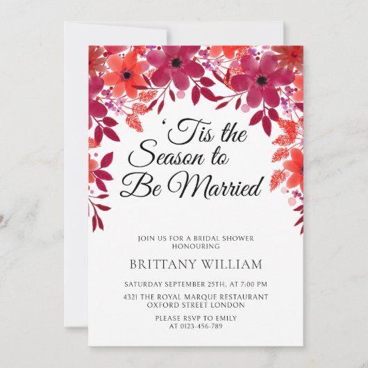 "Das ist die Jahreszeit, um Verheiratetes Brautpar Einladung (Vorderseite)