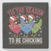 Das ist die Jahreszeit, um Weihnachten-Hühner-West Steinuntersetzer (Vorderseite)