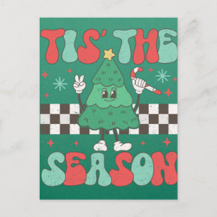 Das ist die Jahreszeit Weihnachtsbaum Groovy Retro Postkarte