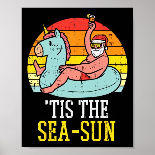 Das ist die Meersonne Weihnachtsmann Einhorn Float Poster (Vorne)