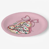 Das ist die Saison Coquette Bow Girly Pink Weihnac Pappteller (Schrägansicht)