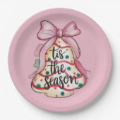 Das ist die Saison Coquette Bow Girly Pink Weihnac Pappteller (Vorderseite)