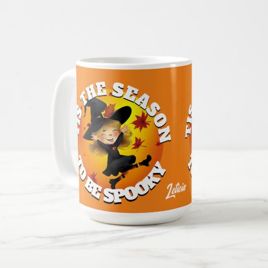 Das ist die Saison Happy Hexe Kaffeetasse (Vorderseite Links)