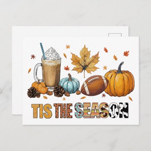 Das ist die Saison Herbstzeit mit Football und Kaf Postkarte (Vorne/Hinten)