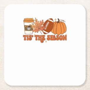 Das ist die Saison Pumpkin Leaf Erntedank Football Rechteckiger Pappuntersetzer