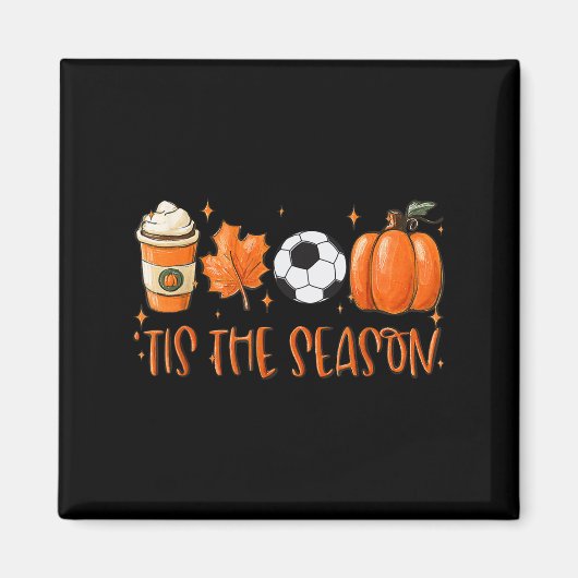 Das ist die Saison Pumpkin Leaf Latte Fall Soccer Magnet (Vorne)