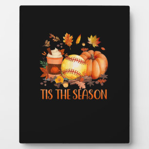 Das ist die Saison Pumpkin Leaf Latte Fall Softbal Fotoplatte