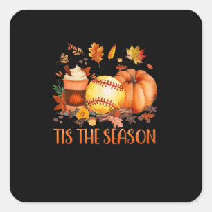 Das ist die Saison Pumpkin Leaf Latte Fall Softbal Quadratischer Aufkleber