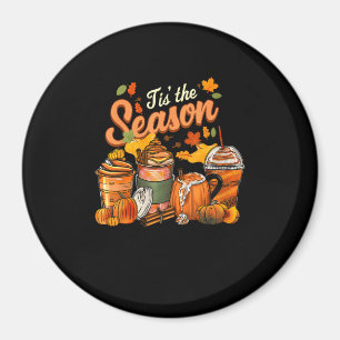 Das ist die Saison Pumpkin Leaf Latte Fall Thanksg Magnet