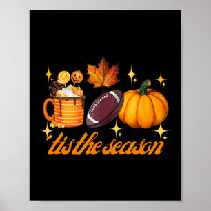 Das ist die Saison Pumpkin Leaf Latte Fall Thanksg Poster