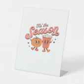 Das ist die Saison Pumpkin Leaf Latte Fall Thanksg Sockelschild (Vorderseite)