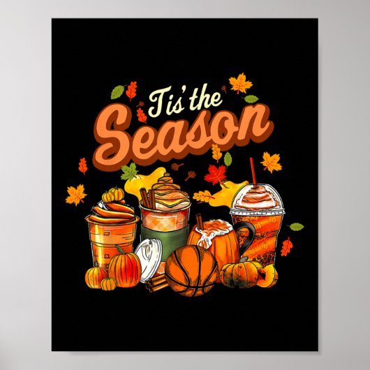 Das ist die Saison Pumpkin Leaf Latte Fall Volleyb Poster (Vorne)