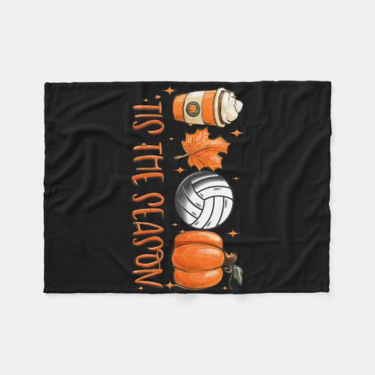 Das ist die Saison Pumpkin Leaf Latte Fall Volleyl Fleecedecke (Vorderseite (Horizontal))