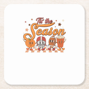 Das ist die Saison Pumpkin Leaf Latte Football Cre Rechteckiger Pappuntersetzer
