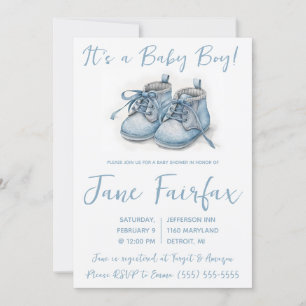 Das ist ein Baby Boy! Blue Baby Shoes Baby Shower Einladung